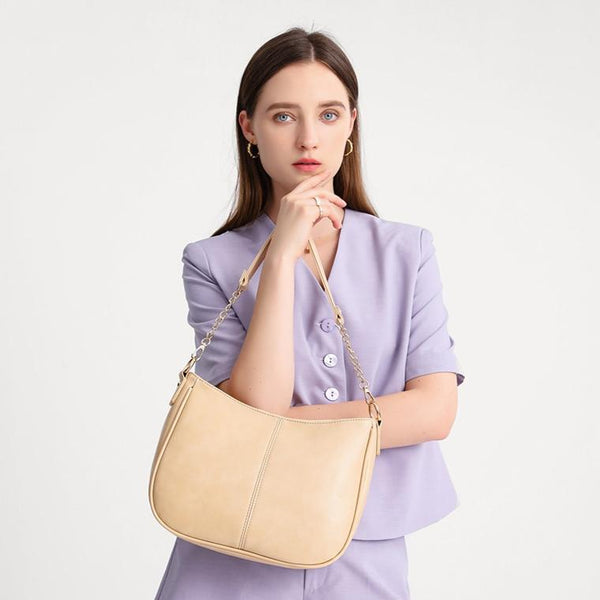 Leather Crossbody Bag Large Capacity Beige Women's Bags & Handbags