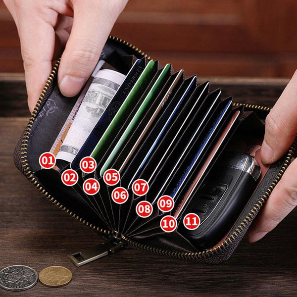 Rfid Anti Theft Cowhide Card Holder Wallet Coffee Wallets