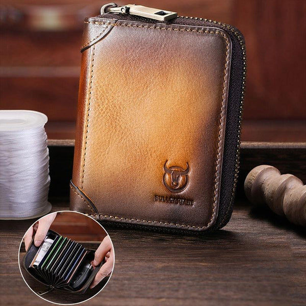 Rfid Anti Theft Cowhide Card Holder Wallet Coffee Wallets