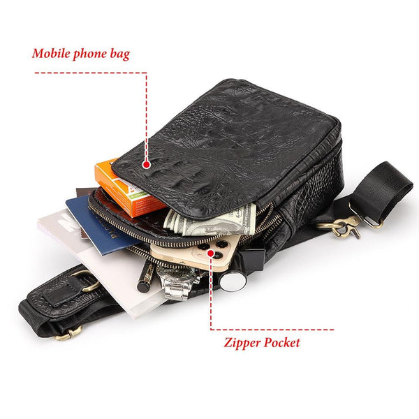 Leather Men Crossbody Bag Black Bags