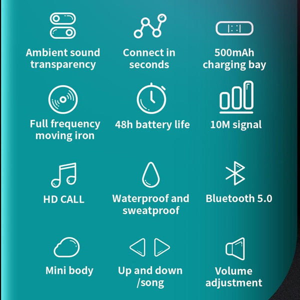 Wireless Bone Conduction Earphone With Bluetooth 5.0 Gray Earbuds