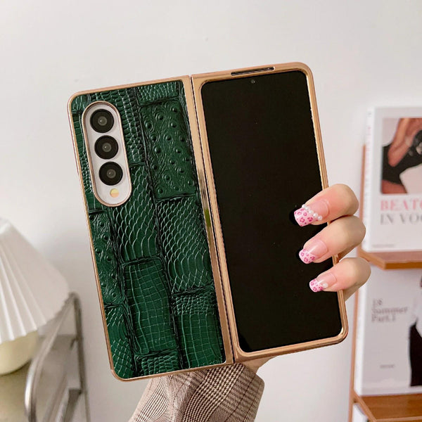 For Samsung Galaxy Z Fold4 5G Leather Mahjong Phone Case Electroplated Black Cases Covers & Skins