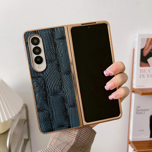 For Samsung Galaxy Z Fold4 5G Leather Mahjong Phone Case Electroplated Black Cases Covers & Skins