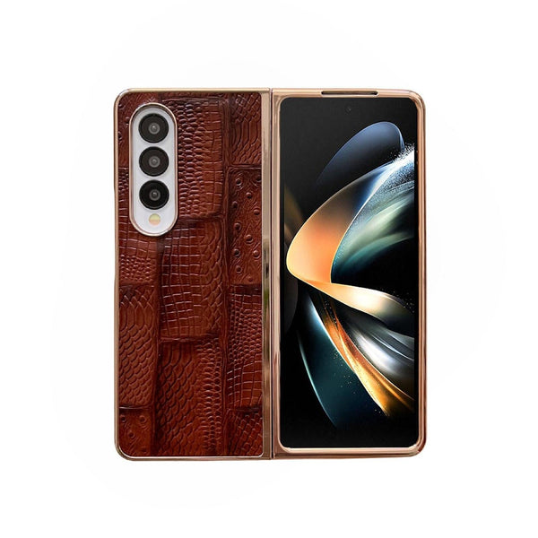 For Samsung Galaxy Z Fold4 5G Leather Mahjong Phone Case Electroplated Black Cases Covers & Skins