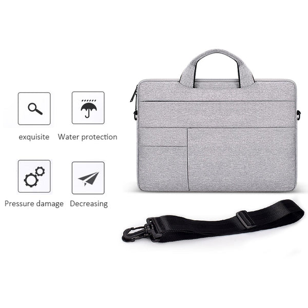 14.1 15.4 Inch Portable Laptop Shoulder Bag Oxford Cloth & Nylon Hemp Gray Laptop Cases & Bags
