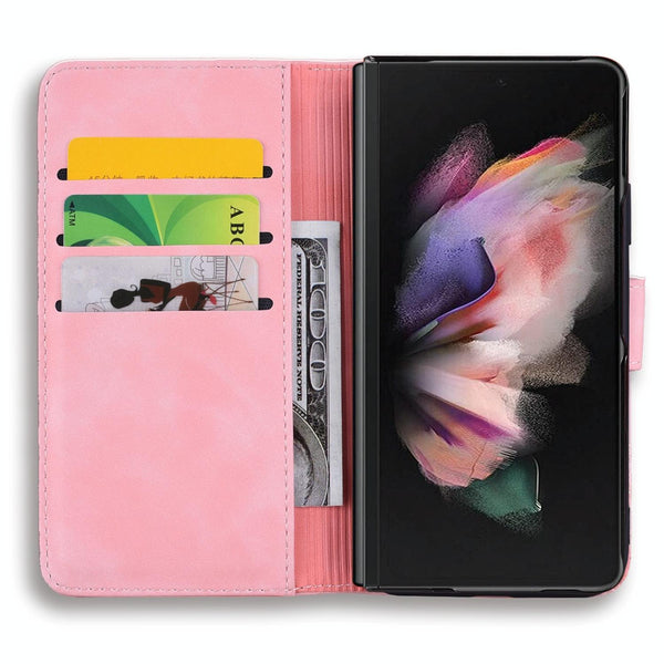 For Samsung Galaxy Z Fold4 5G Dual Mandala Leather Case Embossed Design Pink Cases Covers & Skins