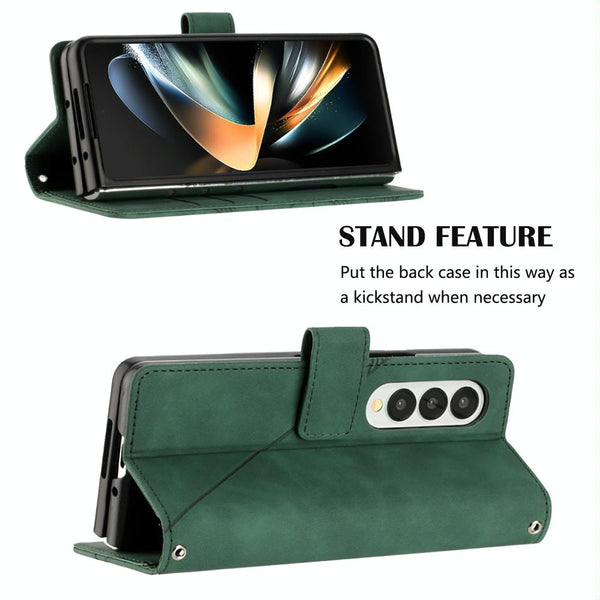 Embossed Leather Flip Crossbody Phone Case 3D Design For Samsung Galaxy Z Fold4 5G Purple Other Mobile Accessories