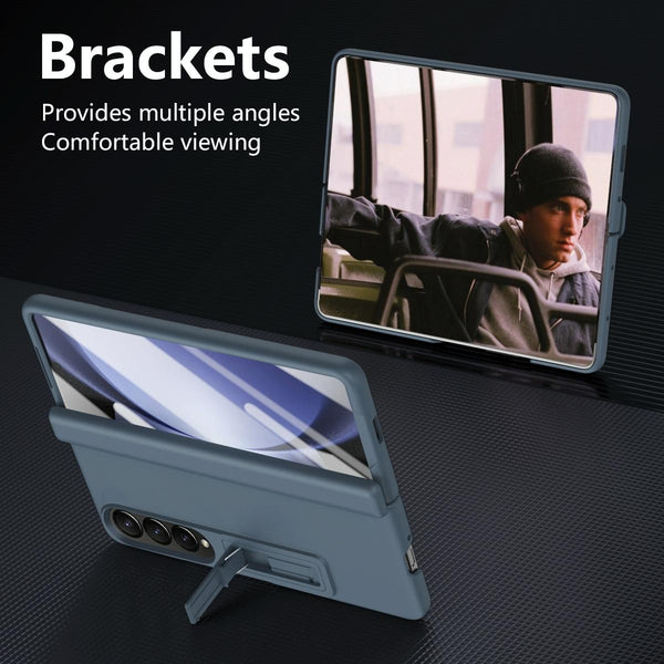 For Samsung Galaxy Z Fold4 5G Shockproof Case With Holder All Inclusive Grey Cases Covers & Skins