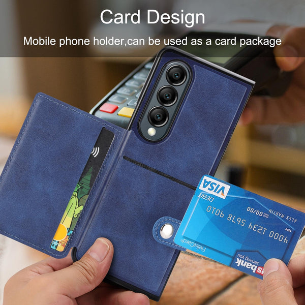 For Samsung Galaxy Z Fold4 5G Samsung Galaxy Z Fold4 Litchi Pattern Single Button Card Holder Phone Case Brown Cases Covers & Skins