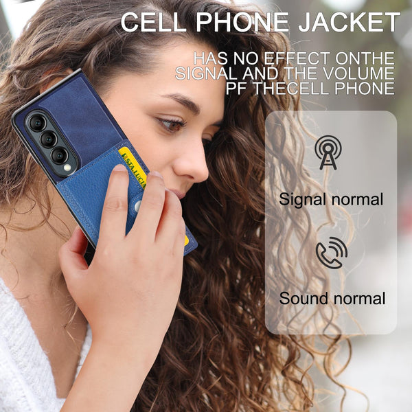 For Samsung Galaxy Z Fold4 5G Samsung Galaxy Z Fold4 Litchi Pattern Single Button Card Holder Phone Case Brown Cases Covers & Skins