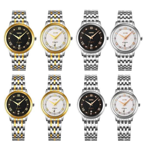 Waterproof Quartz Watch With Stainless Steel Buckle Strap For Women Silver Shell Black Surface Watches