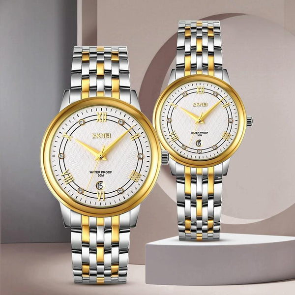 Waterproof Quartz Watch With Stainless Steel Buckle Strap For Women Silver Shell Black Surface Watches