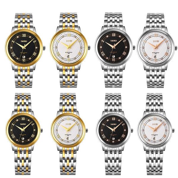 Waterproof Quartz Watch With Stainless Steel Buckle Strap For Women Silver Shell Black Surface Watches