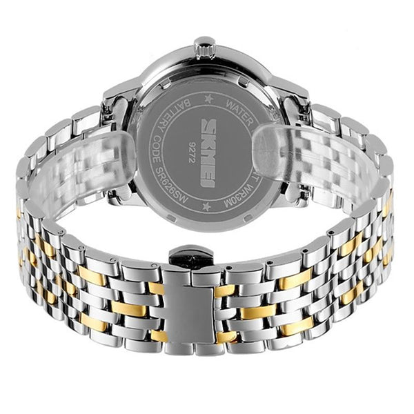 Waterproof Quartz Watch With Stainless Steel Buckle Strap For Women Silver Shell Black Surface Watches