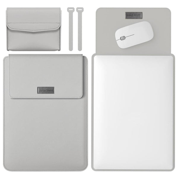 Parallel Deals Lightweight 4 In Leather Laptop Bag 13 / 14 Inches Portable Grey Laptop Cases & Bags