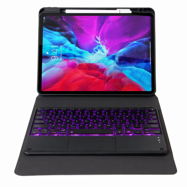 Bluetooth Keyboard Leather Case For Ipad 9.7 2018 / 2017 With Backlight & Three Fold Holder Purple Keyboards