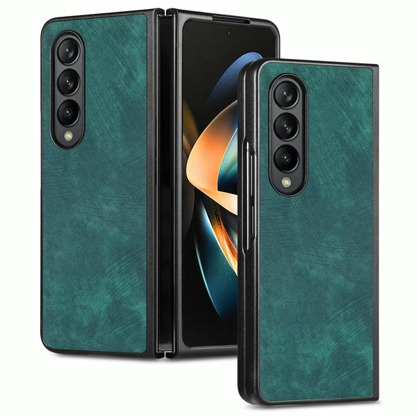 For Samsung Galaxy Z Fold4 5G Pu Back Cover Solid Colour Green Cases Covers & Skins