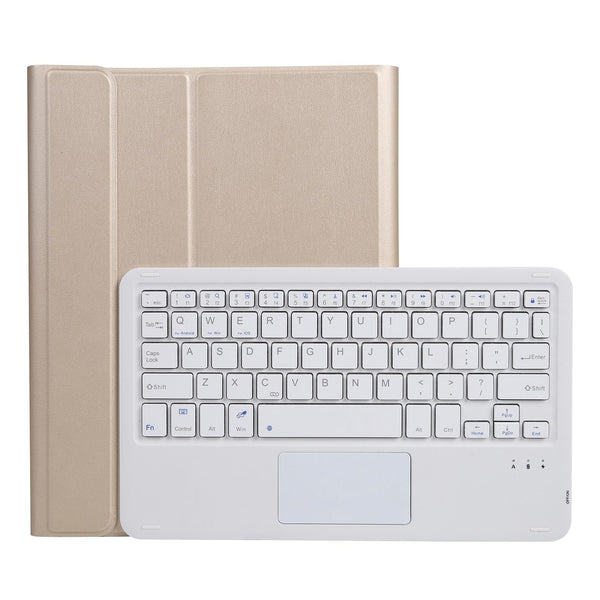 Bluetooth Keyboard Leather Case For Ipad Pro 10.5 With Touch Control Lambskin Texture Compatible 10.2 2021 & 2020 2019 / Air 3 Gold Keyboards