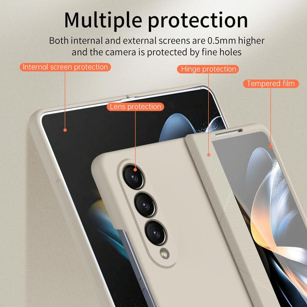 For Samsung Galaxy Z Fold4 5G Premium Hinged Folding Case White Cases Covers & Skins