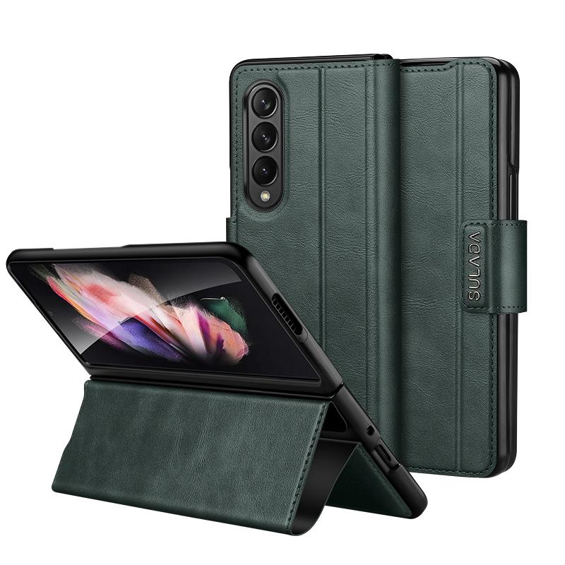 For Samsung Galaxy Z Fold4 5G Magnetic Snap Leather Flip Case All Inclusive Green Cases Covers & Skins