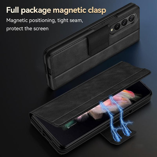 For Samsung Galaxy Z Fold4 5G Magnetic Snap Leather Flip Case All Inclusive Green Cases Covers & Skins