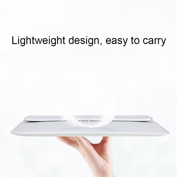 Leather Laptop Liner Bag 14.1 15.4 Inches With Stand Function Silver Gray Laptop Cases & Bags
