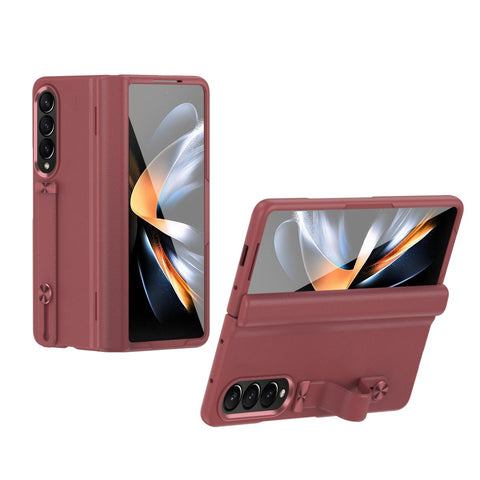 Samsung Galaxy Z Fold 4 Leather Wristband Phone Case Red Cases Covers & Skins