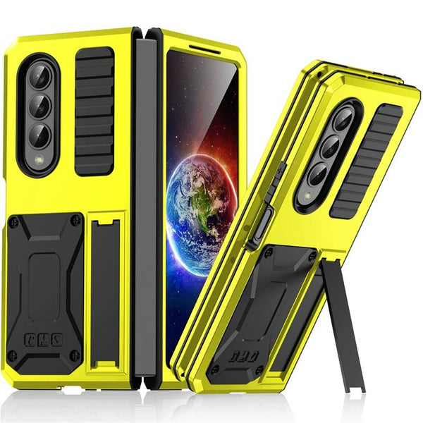 For Samsung Galaxy Z Fold4 5G Shockproof Metal Case With Holder Yellow Cases Covers & Skins