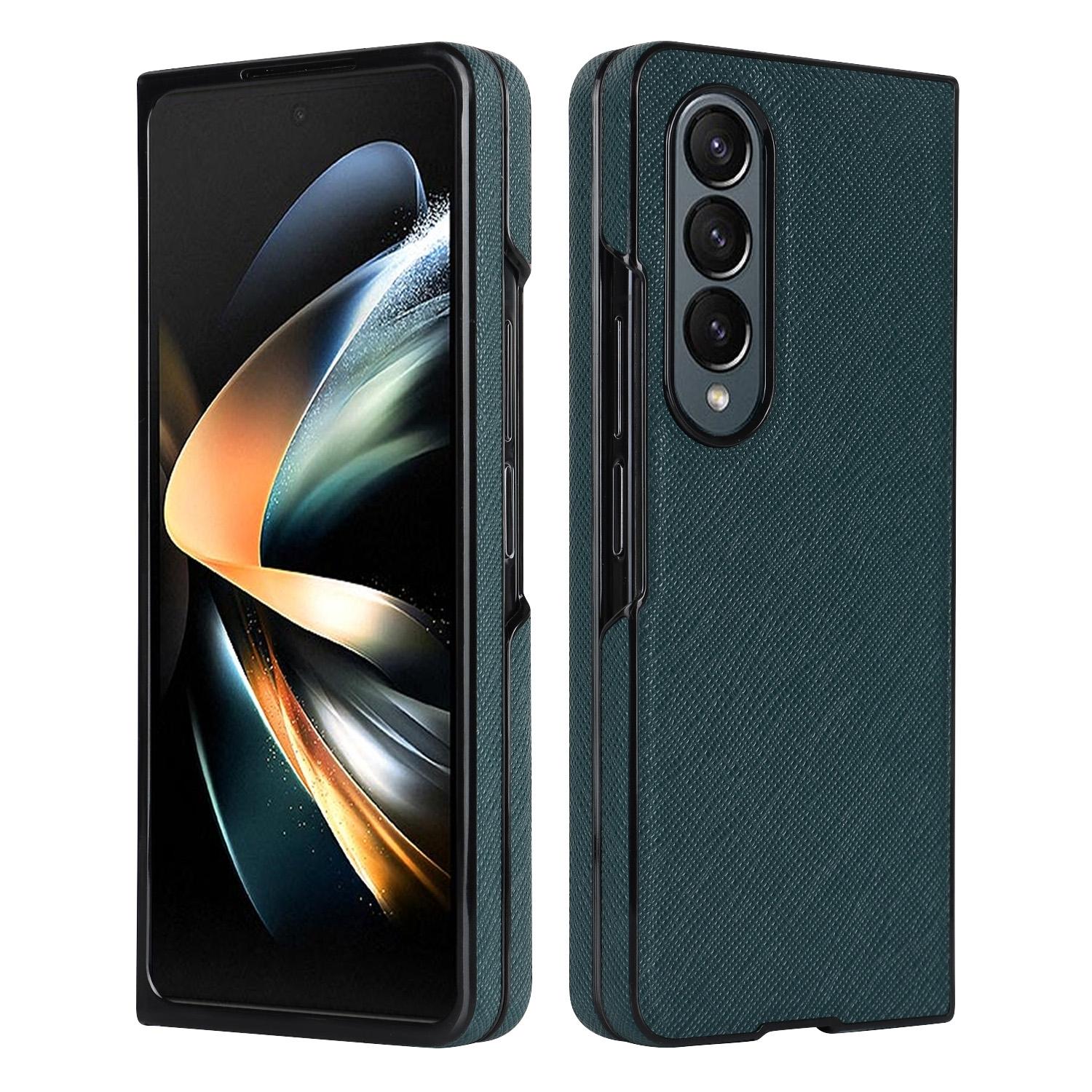 For Samsung Galaxy Z Fold4 5G Foldable Cross Pattern Phone Case Compact Design Green Other Mobile Accessories