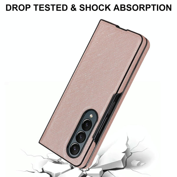 For Samsung Galaxy Z Fold4 5G Foldable Cross Pattern Phone Case Compact Design Green Other Mobile Accessories