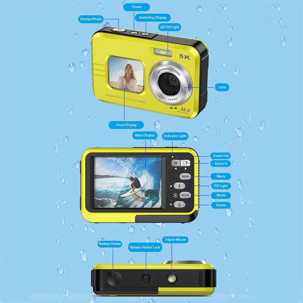Waterproof 48Mp Dual Screen Outdoor Camera Wdc901_Yellow Other Camera & Photo Accs
