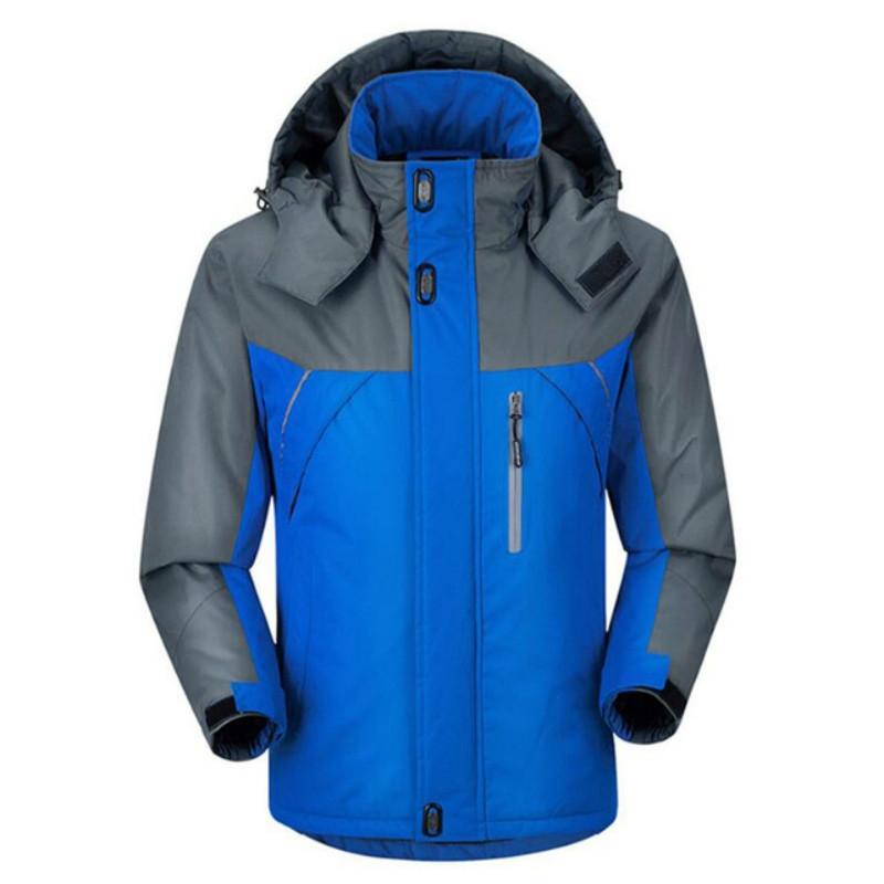 Men Winter Thick Fleece Waterproof Outwear Down Jackets Coats Blue Coats Jackets & Vests