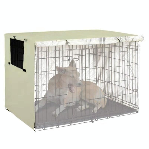 Outdoor Pet Cage Cover Oxford Cloth Dustproof Rainproof Sunscreen 124.5X79x84cm Beige Dog Cages