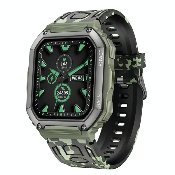 Waterproof Pedometer Sport Smart Watch Support Heart Rate Blood Pressure Monitoring Bt Calling Camouflage Green Smart Watches