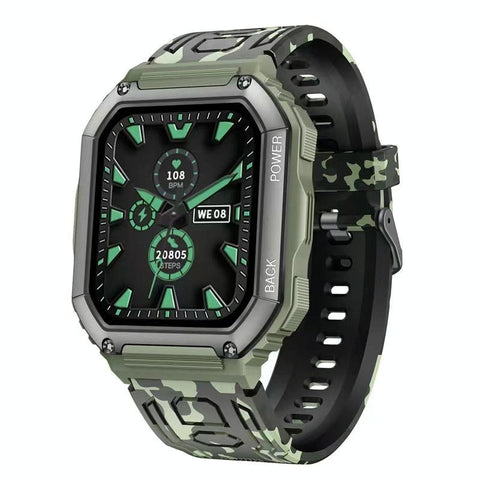 Waterproof Pedometer Sport Smart Watch Support Heart Rate Blood Pressure Monitoring Bt Calling Camouflage Green Smart Watches