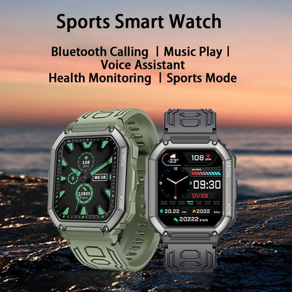 Waterproof Pedometer Sport Smart Watch Support Heart Rate Blood Pressure Monitoring Bt Calling Camouflage Green Smart Watches