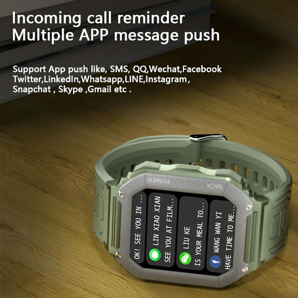 Waterproof Pedometer Sport Smart Watch Support Heart Rate Blood Pressure Monitoring Bt Calling Camouflage Green Smart Watches