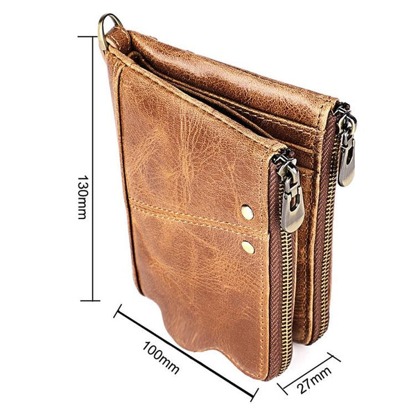 Leather Wallet With Rfid Protection And Strap Card Slots Coffee Wallets