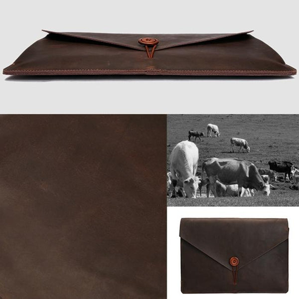13.3 Inches 13.3 Genuine Leather Business Laptop Bag For Macbook Samsung Sony Dell Alienware Chuwi Asus Hp Universal Coffee Laptop Cases & Bags