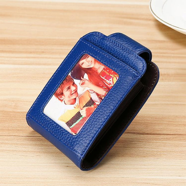 Women Vertical Cowhide Leather Rfid Wallet Coffee Wallets