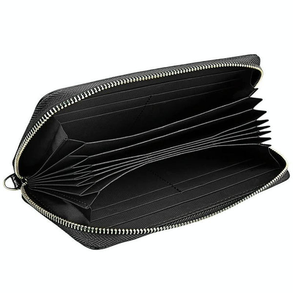 Leather Rfid Card Holder Wallet With Hand Strap Coffee Wallets