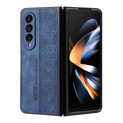 Embossed 3D Skin Texture Phone Case Sleek Design For Samsung Galaxy Z Fold4 5G Sapphire Blue Other Mobile Accessories