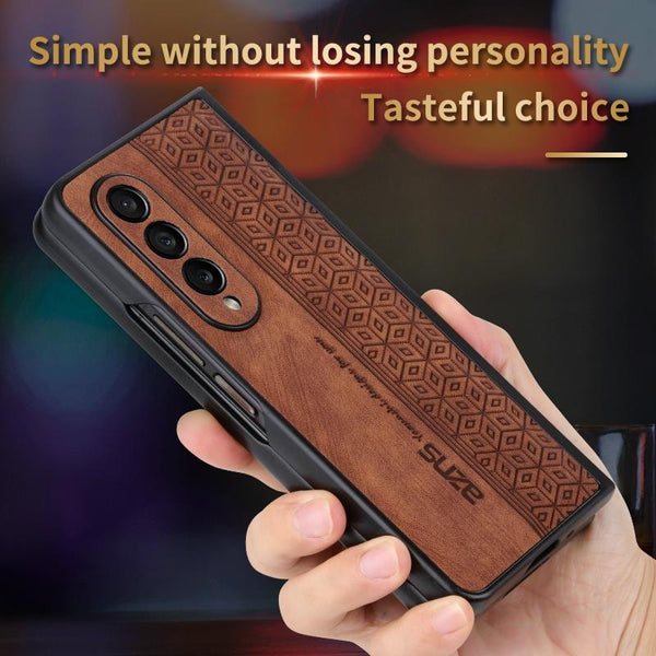 Embossed 3D Skin Texture Phone Case Sleek Design For Samsung Galaxy Z Fold4 5G Sapphire Blue Other Mobile Accessories