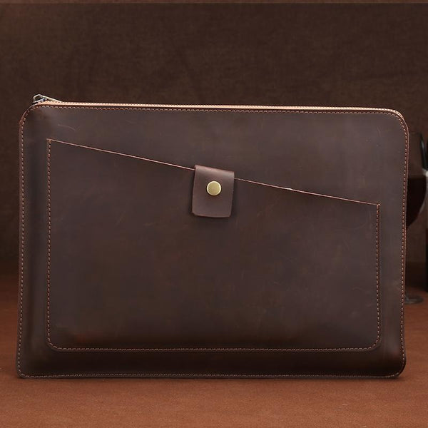 Parallel Deals Premium Leather Business Laptop Bag With Zipper Universal Fit Up To 12Inches Coffee Laptop Cases & Bags