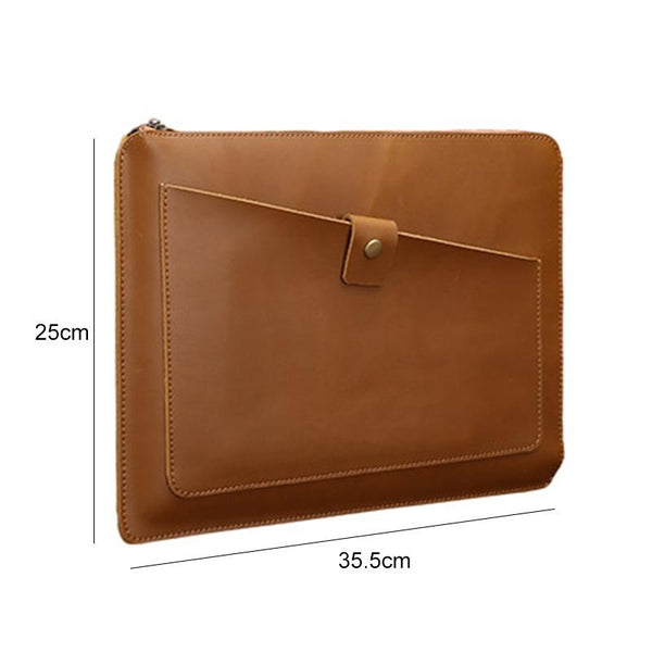 Parallel Deals Premium Leather Business Laptop Bag With Zipper Universal Fit Up To 12Inches Coffee Laptop Cases & Bags