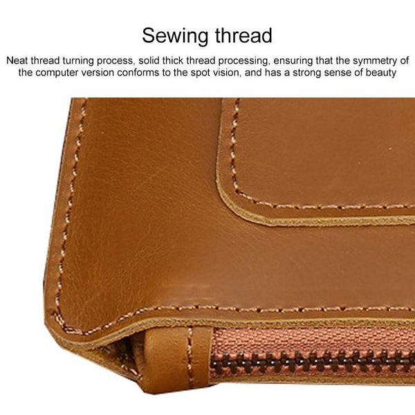 Parallel Deals Premium Leather Business Laptop Bag With Zipper Universal Fit Up To 12Inches Coffee Laptop Cases & Bags