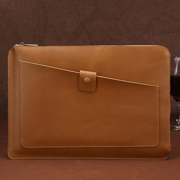 Parallel Deals Premium Leather Business Laptop Bag With Zipper Universal Fit Up To 12Inches Coffee Laptop Cases & Bags