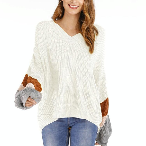 Fashion Casual V Neck Sweater White L Coats Jackets & Vests