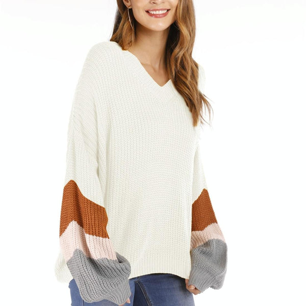 Fashion Casual V Neck Sweater White L Coats Jackets & Vests