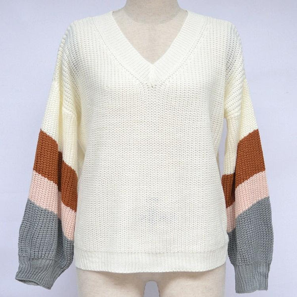 Fashion Casual V Neck Sweater White L Coats Jackets & Vests